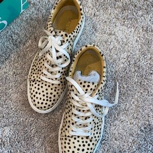 Diba True Womens Gizz Mo Cheetah Lace Up Sneakers Shoes Casual - Beige